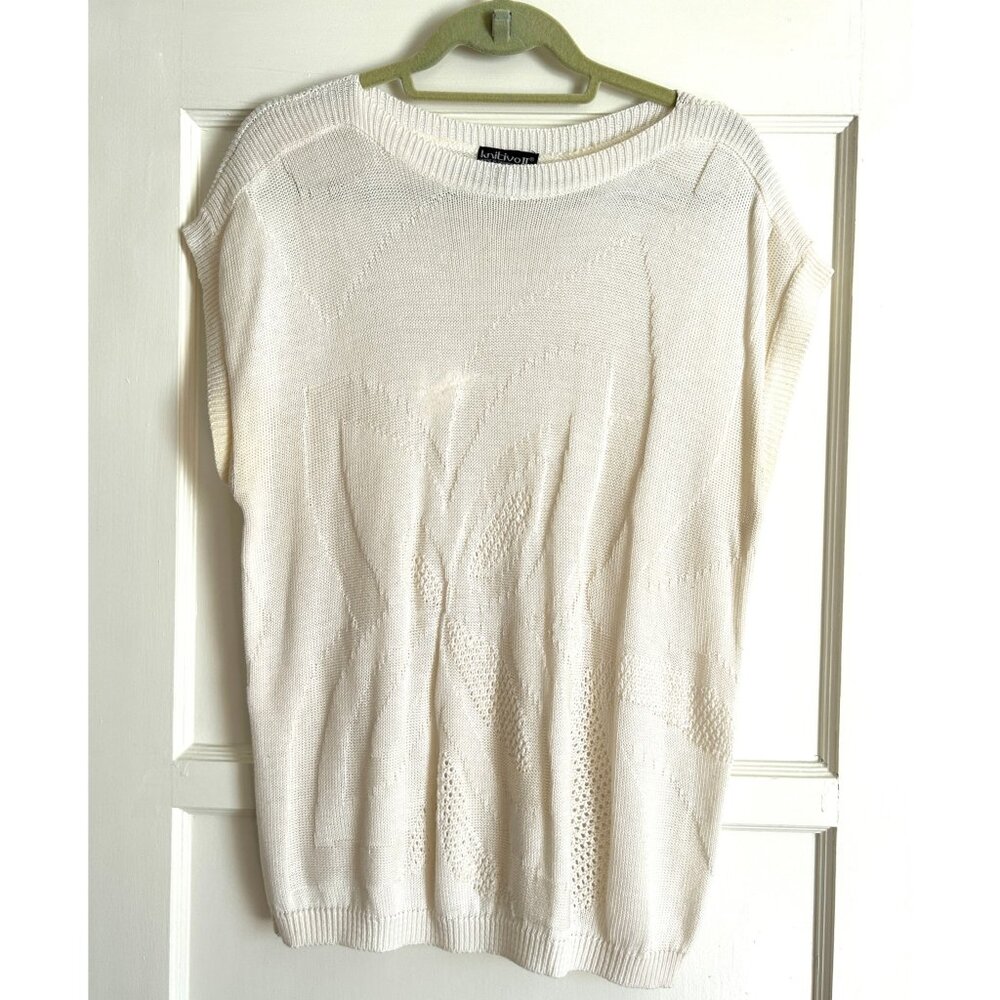 Vintage Cream Cap Sleeve Sweater